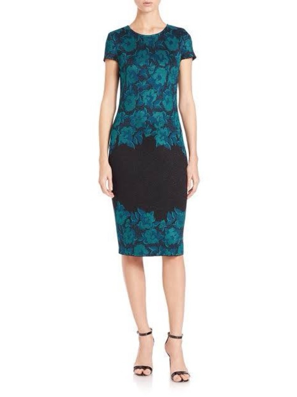 St. John Collection Lace Jacquard Knit Dress Seafoam Blue Green Formal Luxury 8